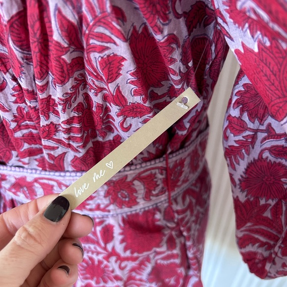 CLEOBELLA KAZ MINI DRESS Floral Print Waist Tie Cotton Fully Lined Size XS NWT - Picture 8 of 13